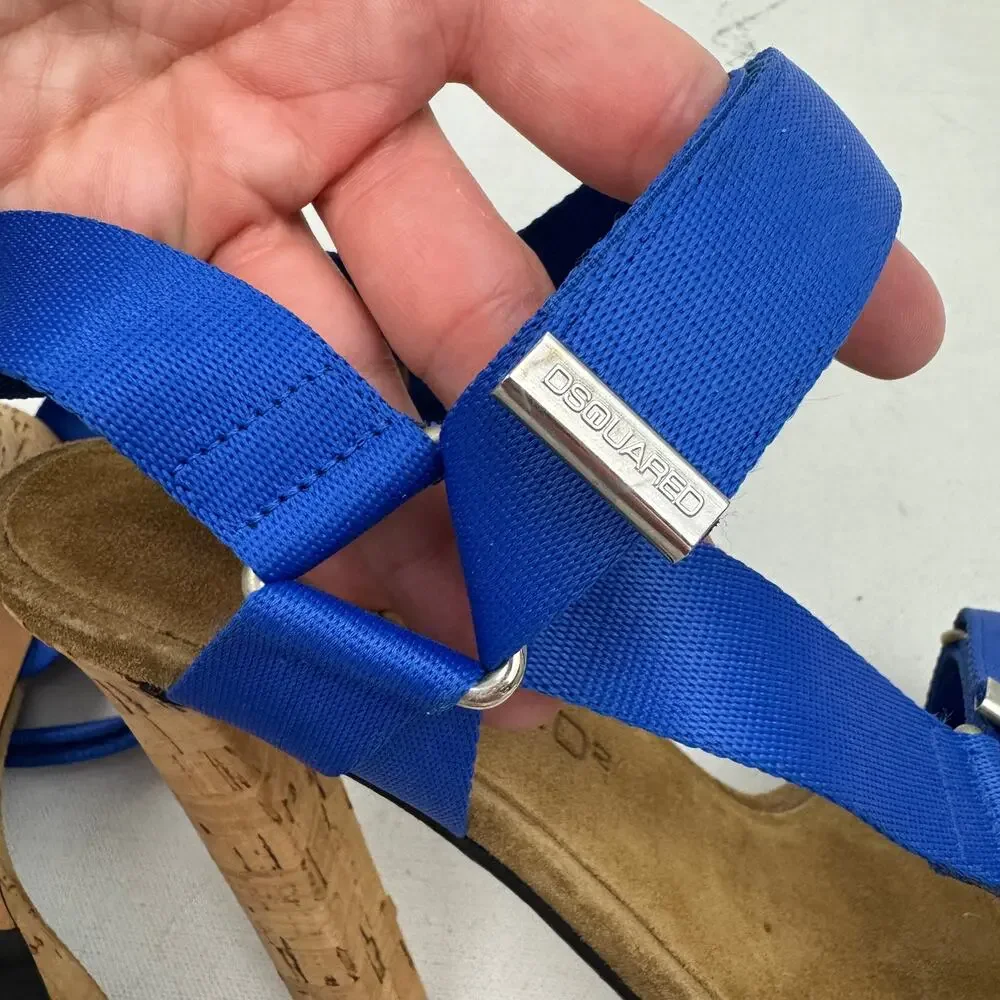 NEW Dsquared2 Nylon Strap Cork Heels
